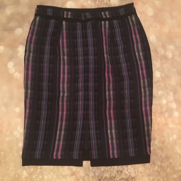 Banana Republic Plaid Pencil Skirt Purple Blue 6 - Picture 6 of 8